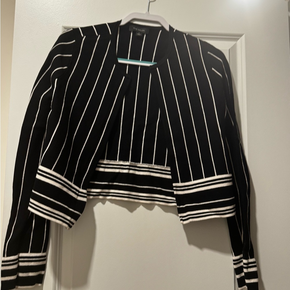 Black and White Striped Blazer